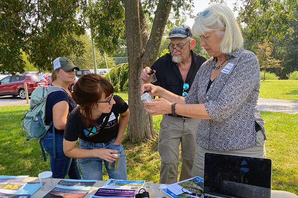 Two women at tree workshop